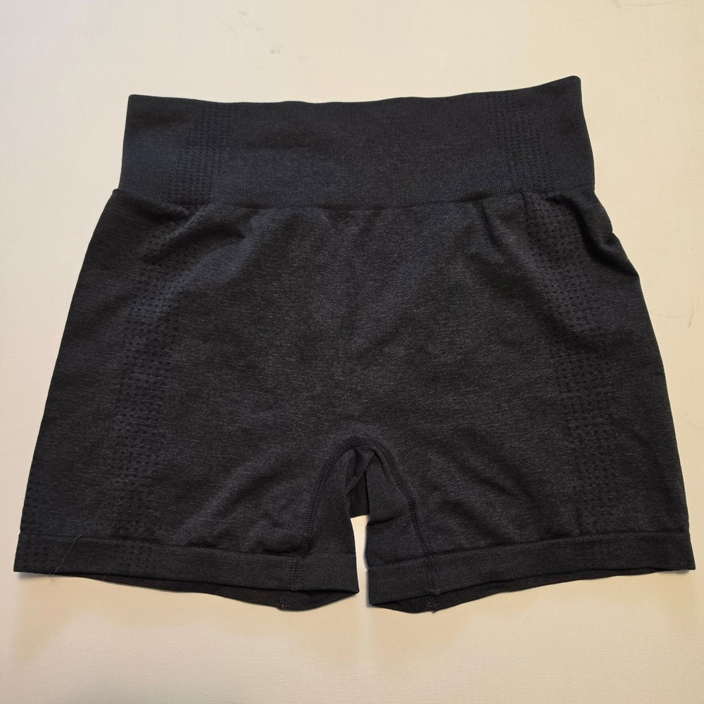 Seamless High Waisted Athletic Biker Shorts Charcoal Grey Medium